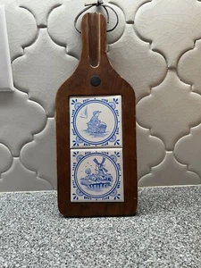 Vintage Delft Tile Cutting Board BoHo German - Picture 1 of 3