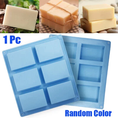 6-Cavity Rectangle Soap Mold Silicone Craft DIY Making Homemade Cake Mould - Image 1 of 4