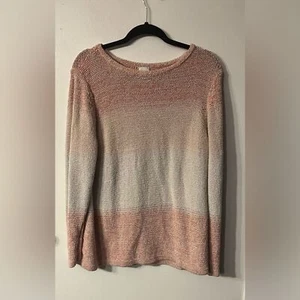 Chico's 3 ombre rosa hellbraun gestreift Metallic Strickpullover Pullover XL 16 18 - Bild 1 von 5