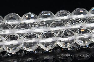 7MM Natural Crystal Clear Quartz Beads AAA Micro Faceted Round Loose Beads 15.5"