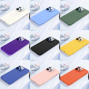 For iPhone 16 15 14 Pro Max Lens Film Pure Color Matte Hard PC Simple Case Cover - Picture 1 of 22