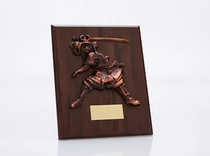 10" Bronze Samurai Presentation Shield Award Wooden Plaque Trophy Free Engraving - Picture 1 of 2