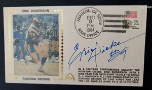 Eric Dickerson Firmado 1984 FDC "RUSHING RECORD" Sello Gateway Cachet LA Rams Salón de la fama - Imagen 1 de 4