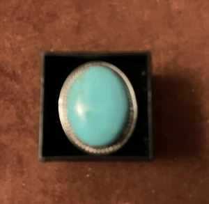 HUGE Turquoise Magnesite Sterling Ring jewelry lot o - Size 9 - Picture 1 of 3