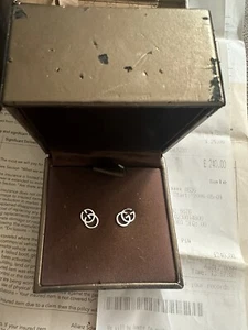 Genuine Gucci 18ct White Gold Interlocking G Stud Earrings With Receipt - Picture 1 of 11