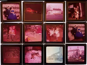 Diapositive a colori fotografia vintage 2 1/4 quadrate Natale Americana messa anni '50 - Foto 1 di 7