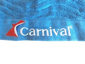 Carnival Cruise Line Deck Towel Blue 100% Cotton 32”x 58" Logo Ribbed Used VIFP - Picture 1 of 8
