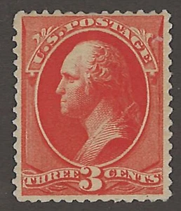 U.S. Scott # 214; 1887 3c ver Washington  - Unused, full original gum, never hin - Picture 1 of 3