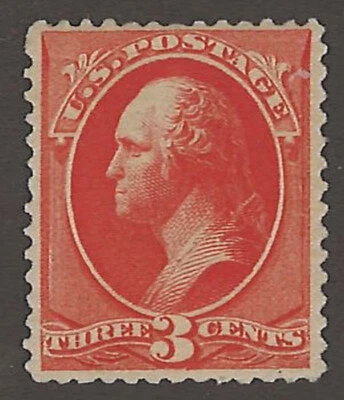 U.S. Scott # 214; 1887 3c ver Washington  - Unused, full original gum, never hin - Image 1 of 3