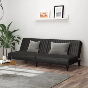 Schlafsofa 2-Sitzer Schwarz Kunstleder - Bild 1 von 11