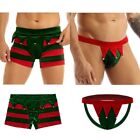 Herren Weihnachten Elf Weihnachtsmann Kostüm Samt Boxer Etui Slip Shorts Unterwäsche