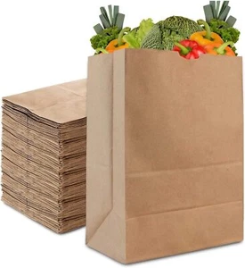 50Pcs 57Lb Kraft Paper Bag Heavy Duty Large Brown Paper Grocery Bags for Food - Picture 1 of 5