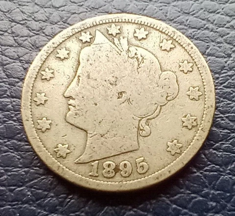 1895 Liberty Head V Nickel - Old US 5 Cent Coin - Free Shipping Cover