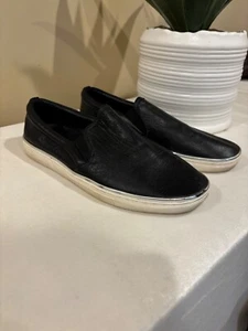 J Slides Leather Sneaker, Slip On, Black Sz 8.5 - Picture 1 of 10