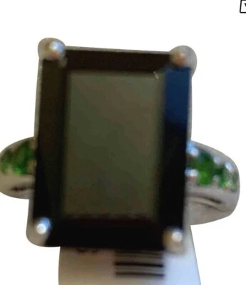 16.61 CTW natural. Thai  Spinel Russian Diopside Ring Size 10 Platinum Ov Silver - Image 1 of 4