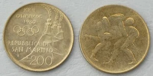 San Marino 200 Lire commemorative coin 1980 Olympiad - Rings p109 uncirculated - Picture 1 of 1