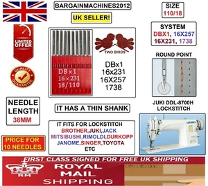 JUKI DDL-8700H DBX1,16X231,16X257,1738 S:110/18 STECKSTICH INDST NÄHMASCHINE NADEL - Bild 1 von 5