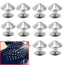 100X Trendy 10MM Silver Spots Cone Screw Metal Studs Rivet Bullet Spikes Brand
