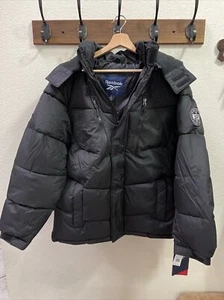 Reebok Jacket Adult LG Black Outdoors Full Zip Coat Casual Mens NWT - Picture 1 of 9