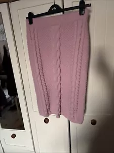 Ladies Soft Pink Textured Knit Straight Midi Skirt Size 12 - Picture 1 of 8