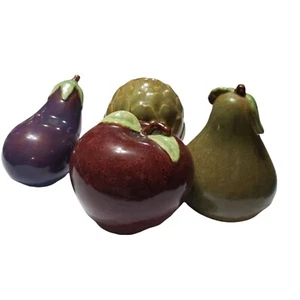 Ceramic Glazed Fruits Apple Eggplant Avocado Pear home decor - Picture 1 of 5