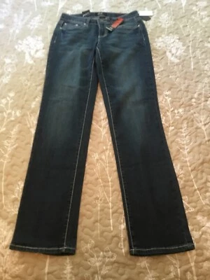 NEW Earl Jean Womens Size 6 Straight Leg Stretch Rhinestone & Embroidered Blue - Image 1 of 4