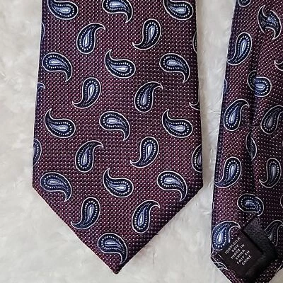 Black Brown 1826 Silk Tie 63" long 3.25" wide Dot Paisley Textured - Image 1 of 4
