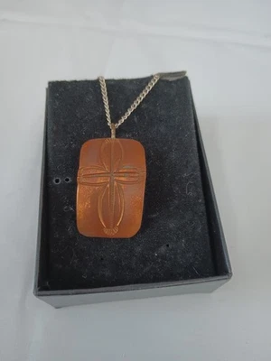 Pingente de cobre design cruz prata corrente de metal incluída - Imagem 1 de 4