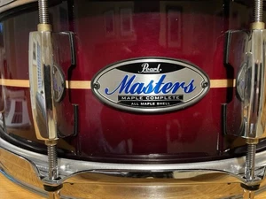 Pearl Masters Maple Complete Snare Drum -5.5 x 14-inch - Natural Banded Redburst - Picture 1 of 9