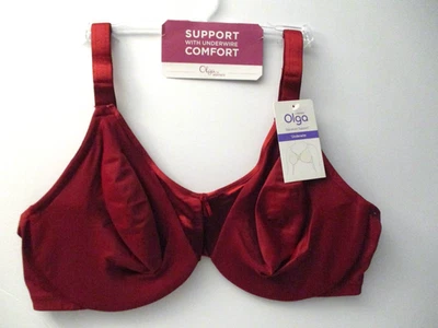 Olga Womens Signature Support full coverage Bra size 42 DD Red - Image 1 of 4