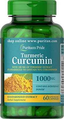 Curcumina de cúrcuma Puritan's Pride 1000 mg con cápsulas de bioperina, 60 unidades Foto 1 de 4