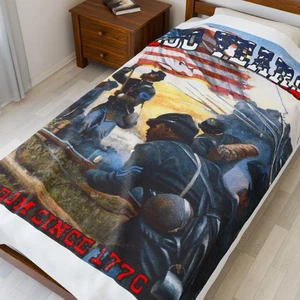 250 Years Freedom Since 1776 Art Plush Soft Blanket Luxurious Buffalo Soldiers - Picture 1 of 13