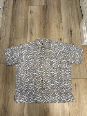 Camisa de césped de algodón hawaiano con estampado de cachemira multicolor Tori Richard para hombre/talla XL Foto 1 de 4