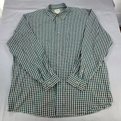L.L.Bean Plaid Button Down Shirt Long Sleeve Traditional Fit XL Green White - Image 1 of 4
