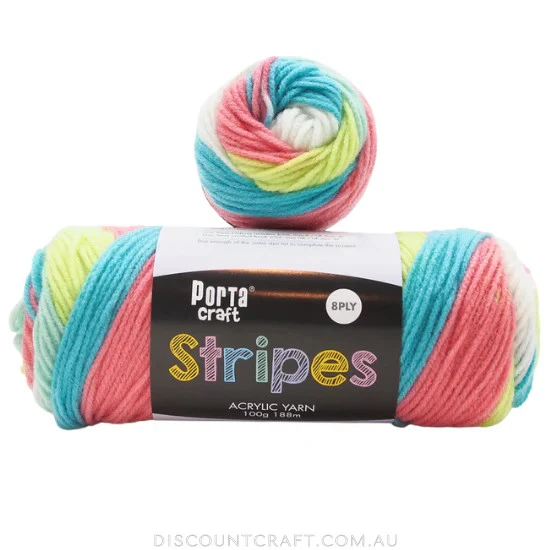 Stripes Acrylic Yarn 100g 188m 8ply - Candy - image 1 of 1