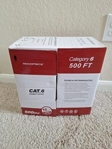Monoprice Cat 6 Ethernet Großpackung Kabel 500 Fuß massiv 500 MHz Kupferkabel 23 AWG - Bild 1 von 3