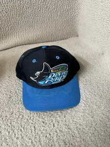 De colección Tampa Bay Devil Rays Snapback Sombrero Negro Azul Gemelos Enterprise MLB - Imagen 1 de 7