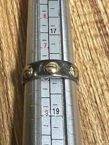 Vintage 14K Gold (3) Schraubkopf Ring auf Sterling Größe 7,75 Ehering 3,3 g. - Bild 1 von 7