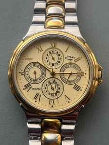 Orologio da polso uomo 2000 vintage calendario rotante. Funzionante. Ottimo. Oro/Bianco - Foto 1 di 8