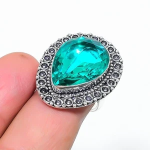 Paraiba Tourmaline Gemstone Handmade 925 Sterling Silver Jewelry Ring Size 8(US) - Picture 1 of 1