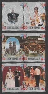 COOK ISLANDS 1977 ROYALS Silver Jubilee Set of 3 Pairs MNH $1.20 - Picture 1 of 1