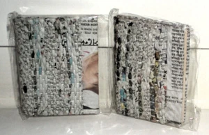 2 Mini-Notizbuch Einband Zeitungsblätter Handgeschöpftes Papier Wasserhyanzinthe - Bild 1 von 3