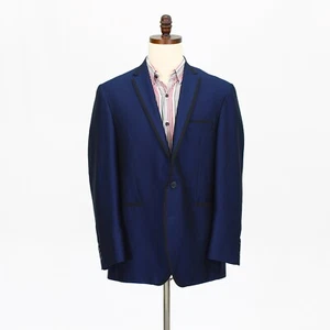 Kenneth Cole 44R Blue Sport Coat Blazer Jacket Solid 2B Polyester - Picture 1 of 11
