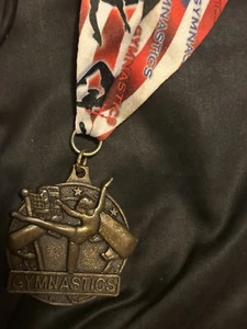 Novelty Gold Gymnastics Medal With Neck Ribbon - Picture 1 of 6