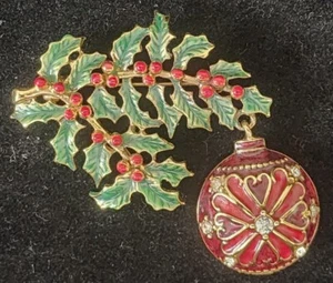 Broche Pin Acebo e Hiedra Monet con Bombilla de Navidad Vintage  - Imagen 1 de 7