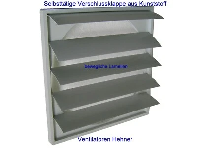 VENTILATOREN HEHNER Verschlussklappe Rückschlagklappe Wetterschutzgitter wie Helios Upmann Maico