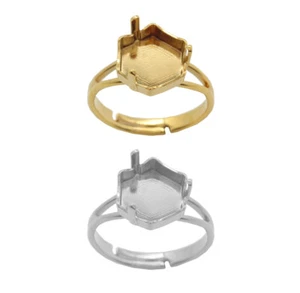 Brass Adjustable Ring Bases for 4683 Thin Hexagon 10x11.2mm Fancy Crystals - Picture 1 of 4