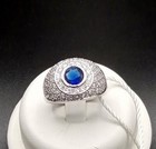 ANELLO COCKTAIL IN ORO BIANCO 18 KT. TIT. 750 CON ZAFFIRO E PAVE