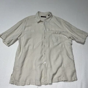 Tori Richard Men’s Button Down Shirt 100% Silk Size XL  Beige Weaven Pattern - Picture 1 of 6