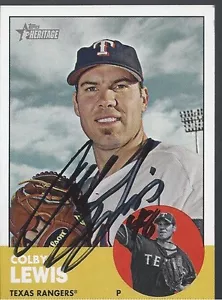 Texas Rangers COLBY LEWIS Signed Heritage Card - Picture 1 of 1